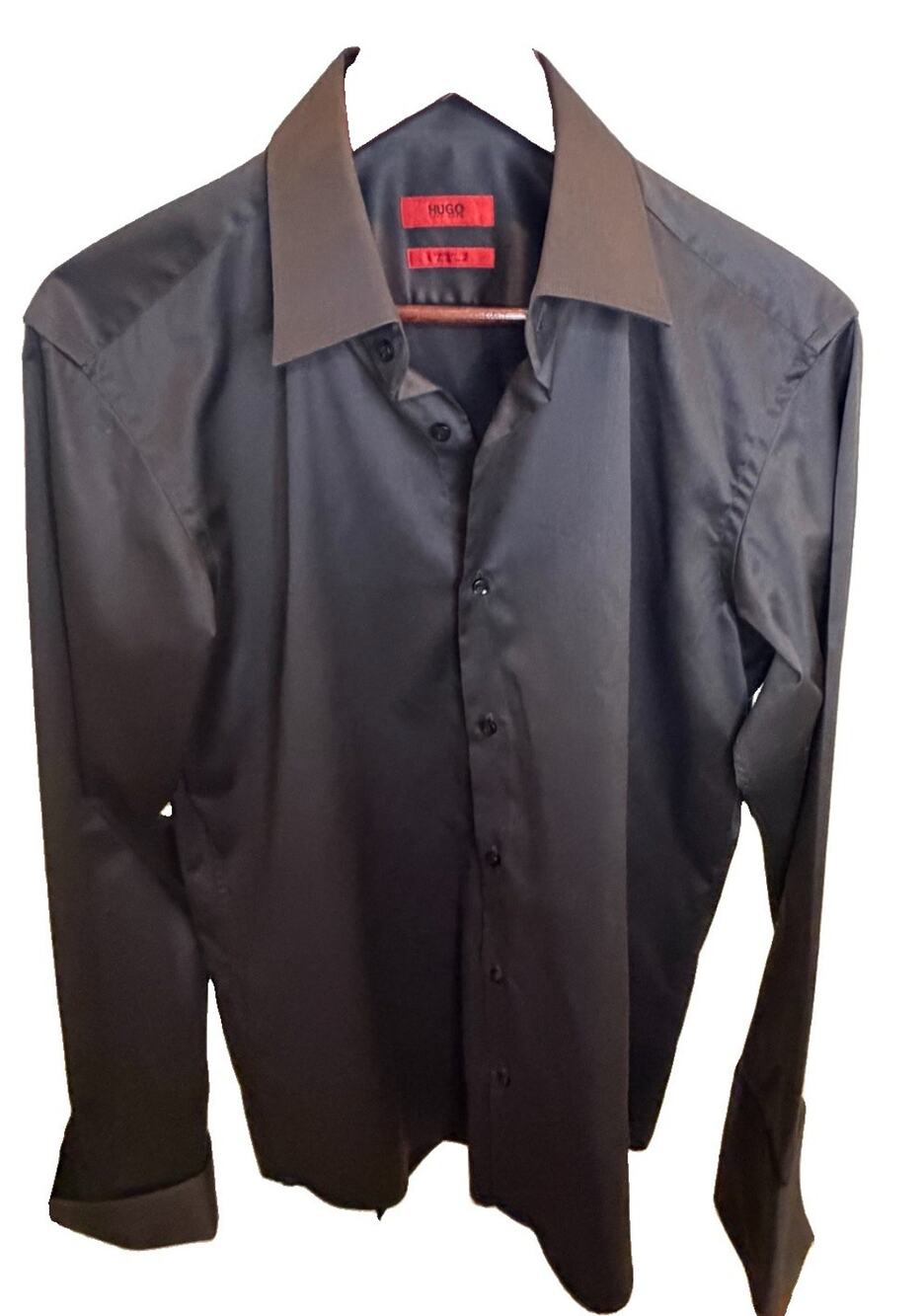 HUGO Hugo Boss Men’s 15.5 39 Regular Fit Easy Iron Black Dress Shirt